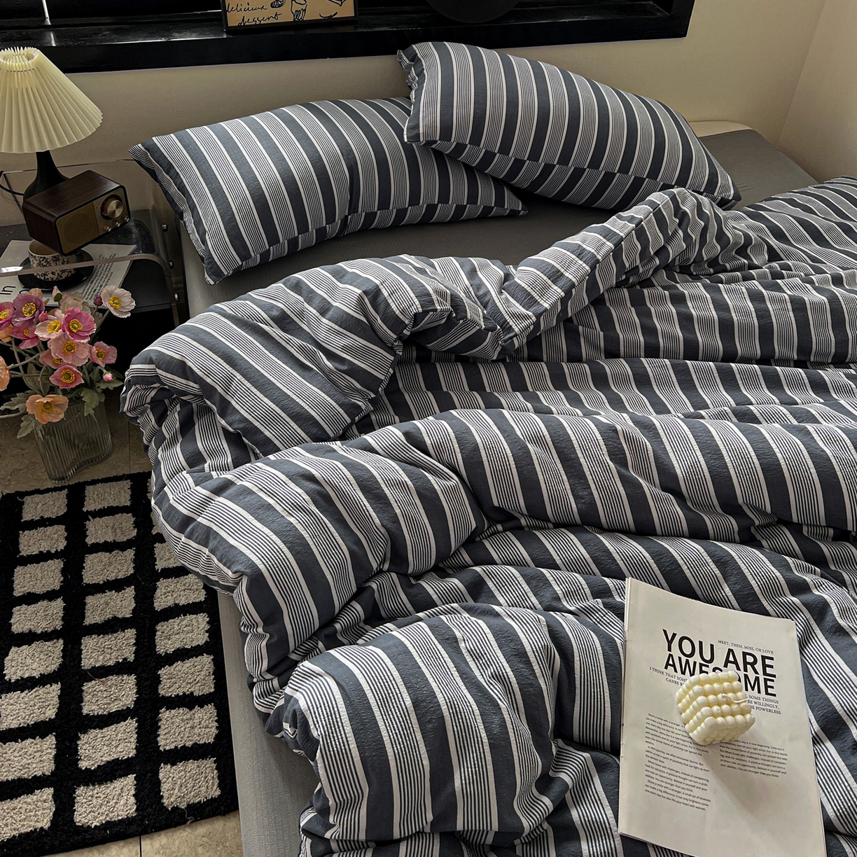 91家纺网 家纺一手货源 找家纺 （总）花伞家居 2026新款中古风双层纱简约格纹系列（提供买家秀）