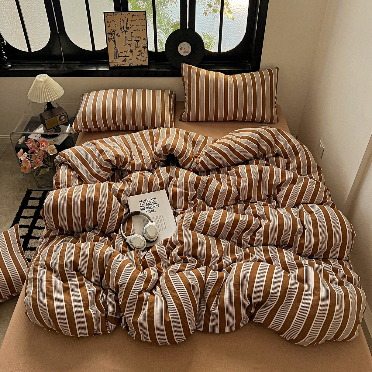 91家纺网 家纺一手货源 找家纺 （总）花伞家居 2026新款中古风双层纱简约格纹系列（提供买家秀）