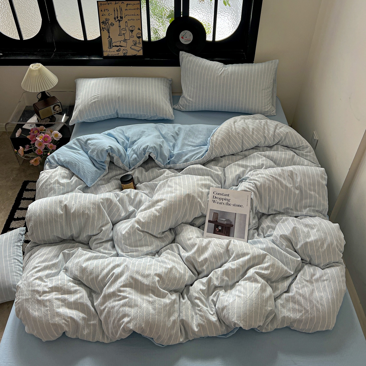 91家纺网 家纺一手货源 找家纺 （总）花伞家居 2026新款中古风双层纱简约格纹系列（提供买家秀）