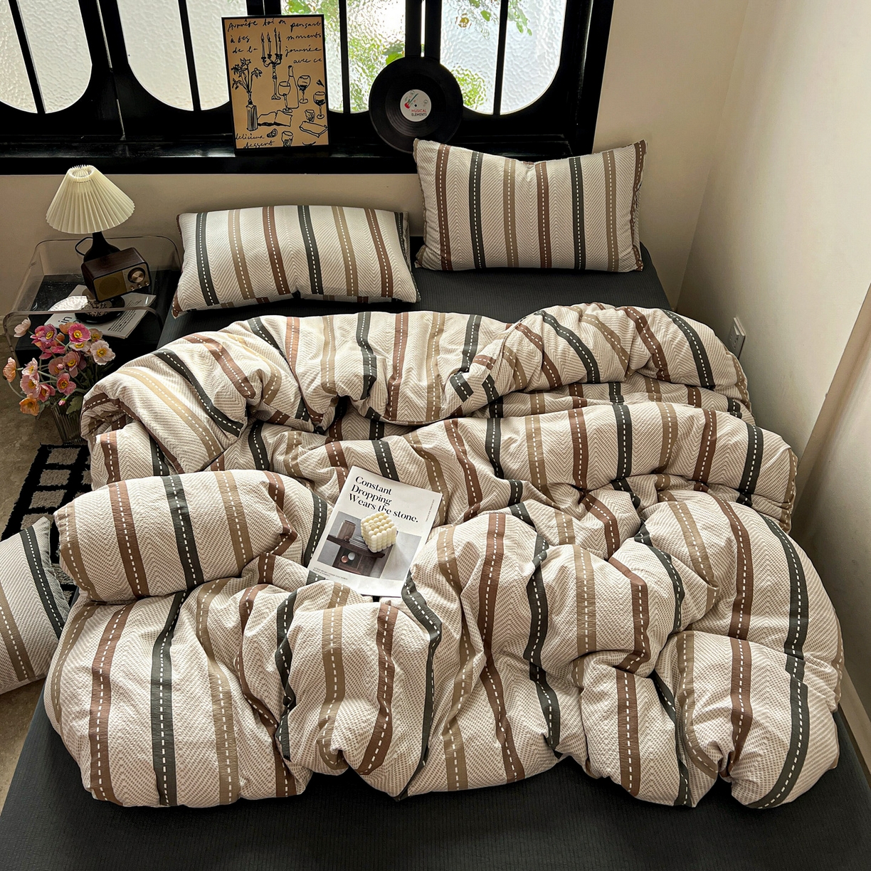 91家纺网 家纺一手货源 找家纺 （总）花伞家居 2026新款中古风双层纱简约格纹系列（提供买家秀）