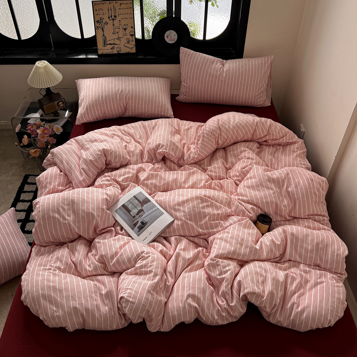 91家纺网 家纺一手货源 找家纺 （总）花伞家居 2026新款中古风双层纱简约格纹系列（提供买家秀）