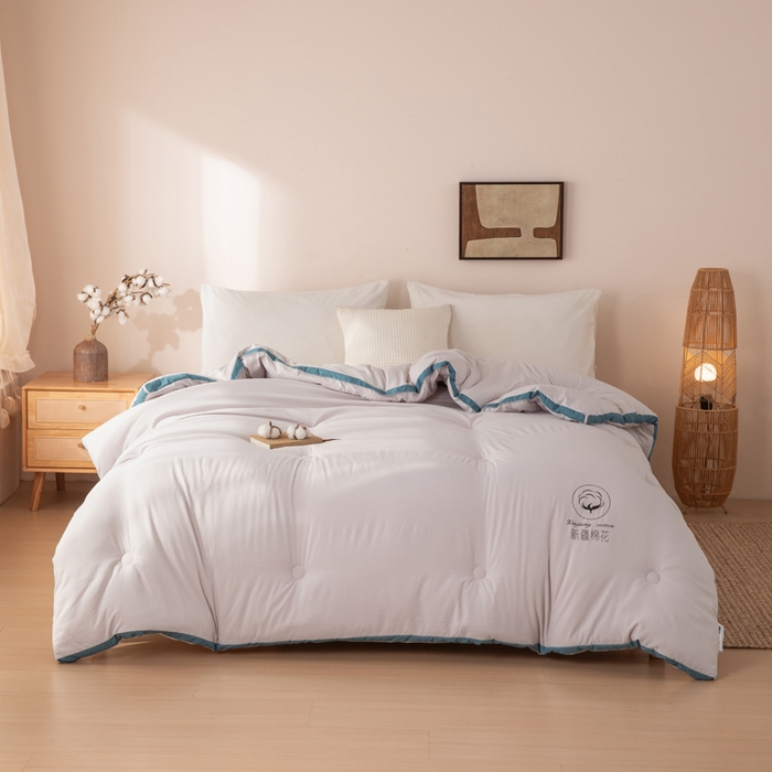 91家纺网 家纺一手货源 找家纺 圣梦莱羽绒家纺 2026新款A类棉花被夏被水洗棉春秋被7A抗菌被芯 灰