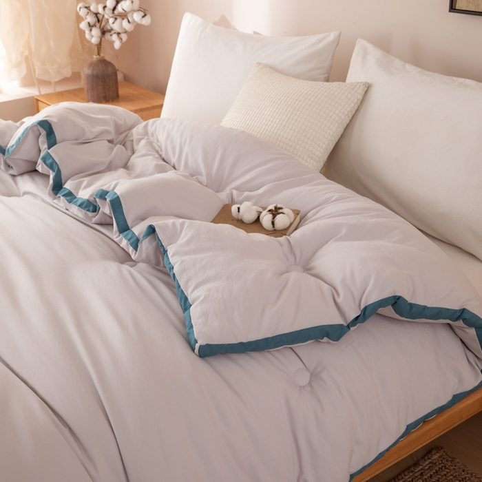 91家纺网 家纺一手货源 找家纺 圣梦莱羽绒家纺 2026新款A类棉花被夏被水洗棉春秋被7A抗菌被芯 灰