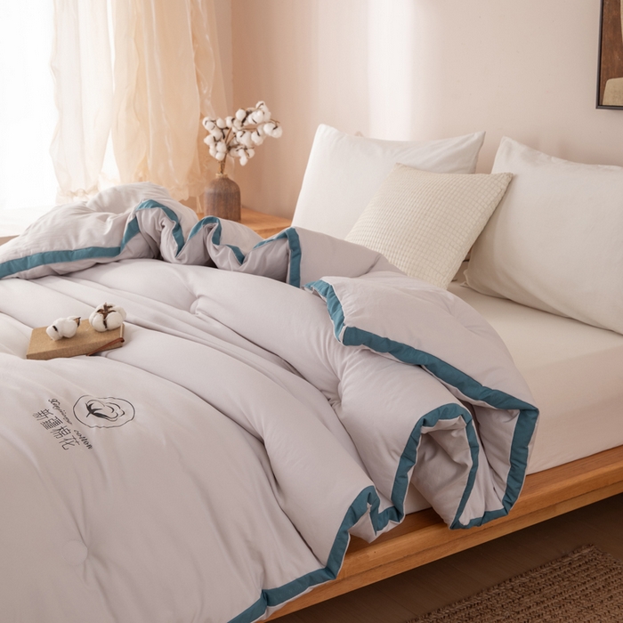 91家纺网 家纺一手货源 找家纺 圣梦莱羽绒家纺 2026新款A类棉花被夏被水洗棉春秋被7A抗菌被芯 灰