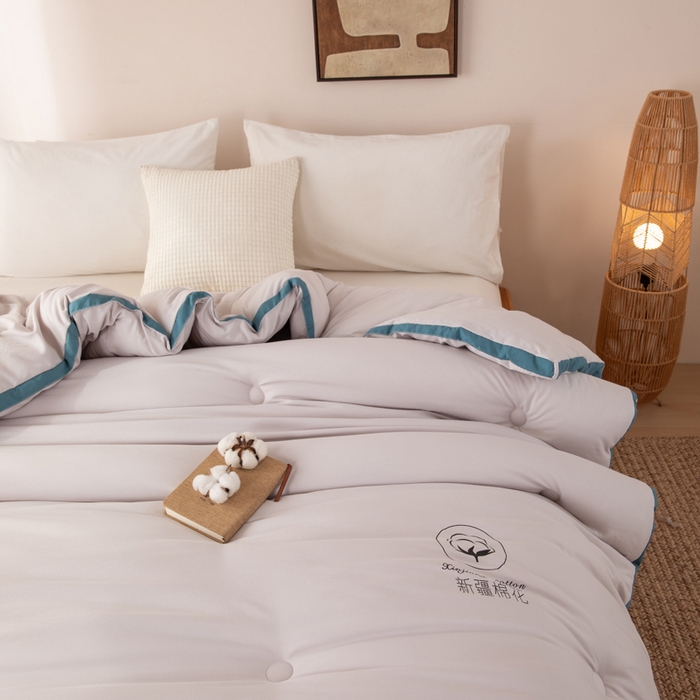 91家纺网 家纺一手货源 找家纺 圣梦莱羽绒家纺 2026新款A类棉花被夏被水洗棉春秋被7A抗菌被芯 灰