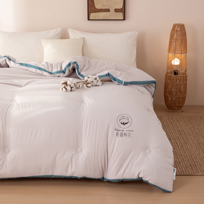 91家纺网 家纺一手货源 找家纺 圣梦莱羽绒家纺 2026新款A类棉花被夏被水洗棉春秋被7A抗菌被芯 灰