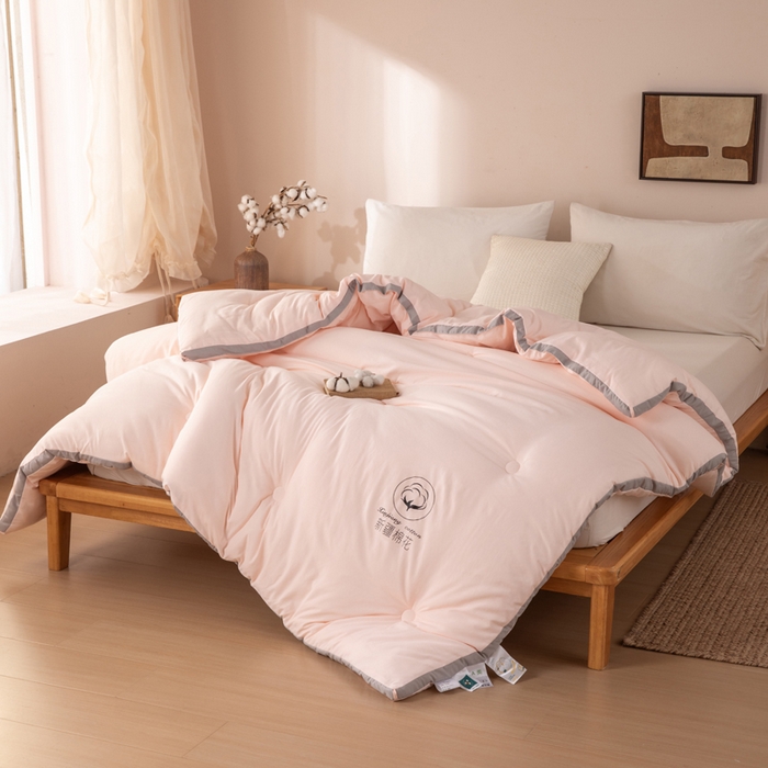 91家纺网 家纺一手货源 找家纺 圣梦莱羽绒家纺 2026新款A类棉花被夏被水洗棉春秋被7A抗菌被芯 玉色