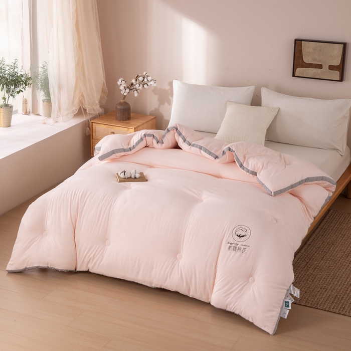 91家纺网 家纺一手货源 找家纺 圣梦莱羽绒家纺 2026新款A类棉花被夏被水洗棉春秋被7A抗菌被芯 玉色