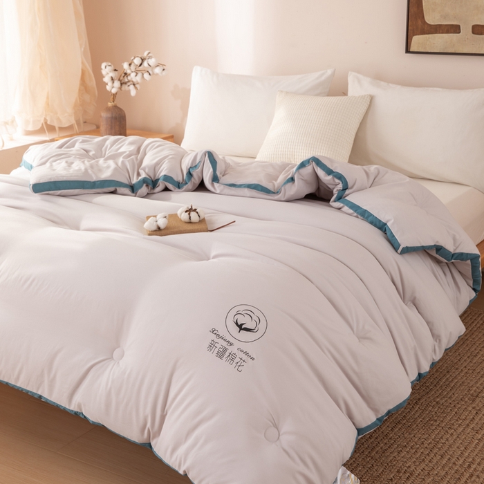 91家纺网 家纺一手货源 找家纺 圣梦莱羽绒家纺 2026新款A类棉花被夏被水洗棉春秋被7A抗菌被芯 灰