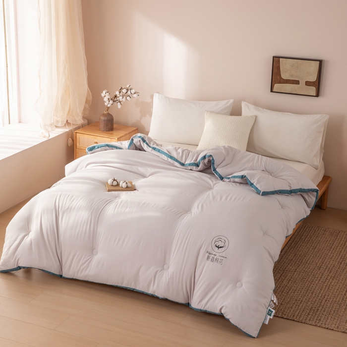 91家纺网 家纺一手货源 找家纺 圣梦莱羽绒家纺 2026新款A类棉花被夏被水洗棉春秋被7A抗菌被芯 灰