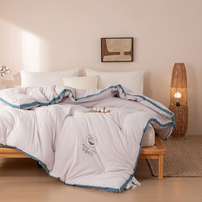 91家纺网 家纺一手货源 找家纺 圣梦莱羽绒家纺 2026新款A类棉花被夏被水洗棉春秋被7A抗菌被芯 灰