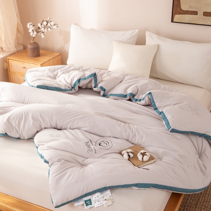 91家纺网 家纺一手货源 找家纺 圣梦莱羽绒家纺 2026新款A类棉花被夏被水洗棉春秋被7A抗菌被芯 灰