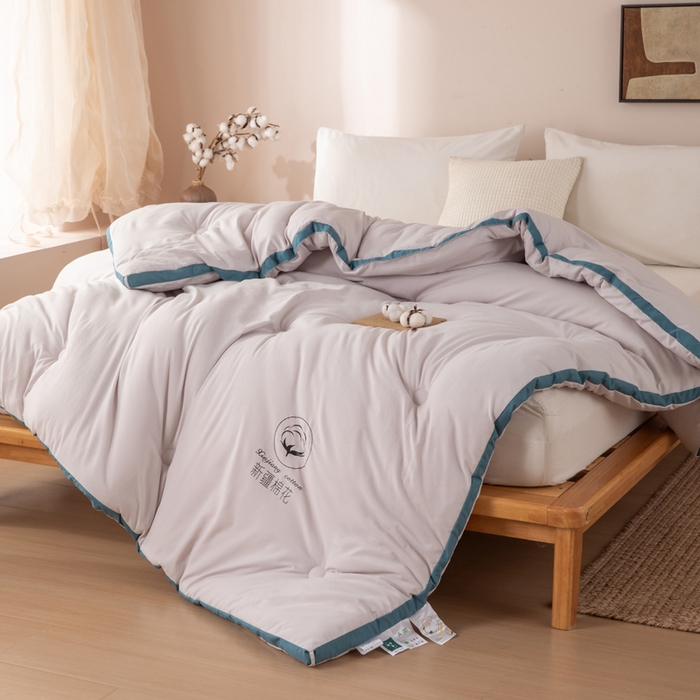 91家纺网 家纺一手货源 找家纺 圣梦莱羽绒家纺 2026新款A类棉花被夏被水洗棉春秋被7A抗菌被芯 灰