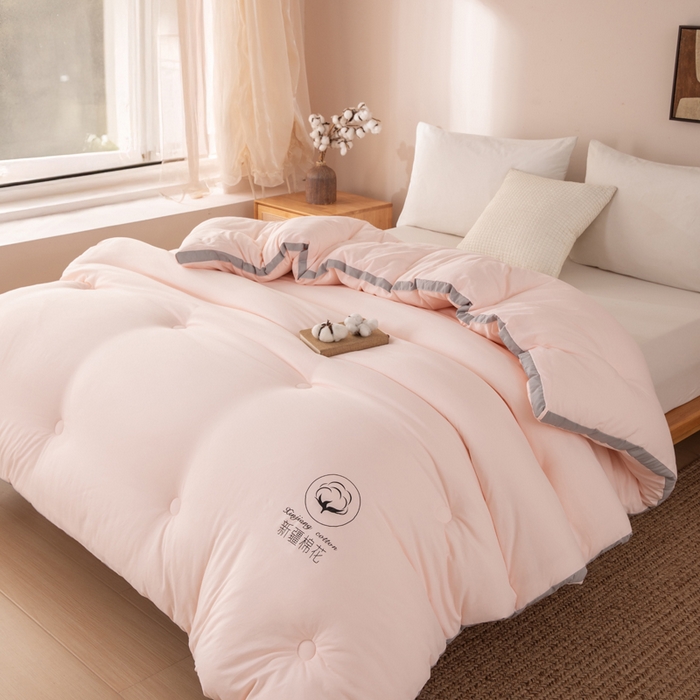 91家纺网 家纺一手货源 找家纺 圣梦莱羽绒家纺 2026新款A类棉花被夏被水洗棉春秋被7A抗菌被芯 玉色