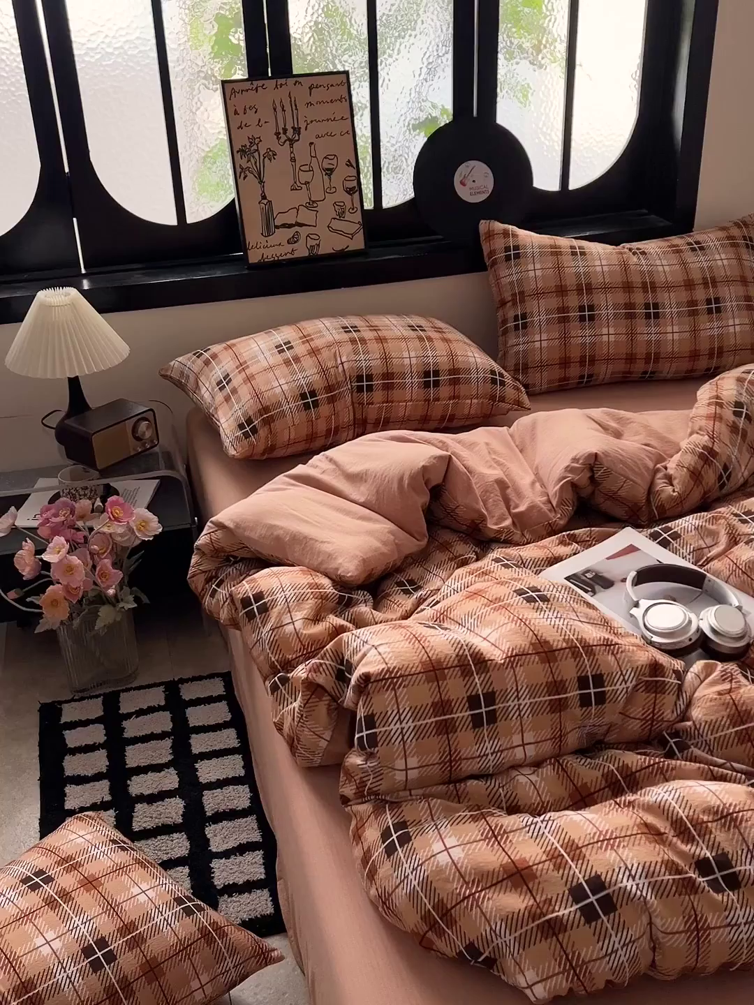 91家纺网 家纺一手货源 找家纺 花伞家居 2026新款中古风双层纱简约格纹系列（提供买家秀） 经典格子