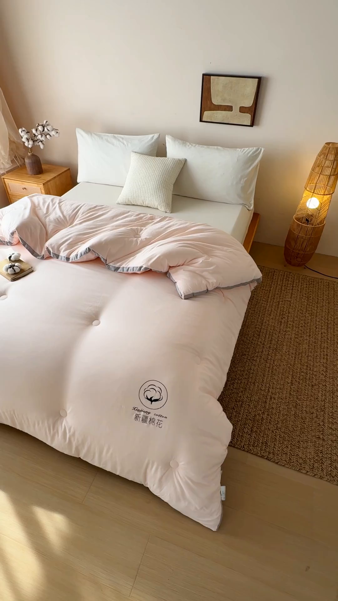 91家纺网 家纺一手货源 找家纺 圣梦莱羽绒家纺 2026新款A类棉花被夏被水洗棉春秋被7A抗菌被芯 玉色