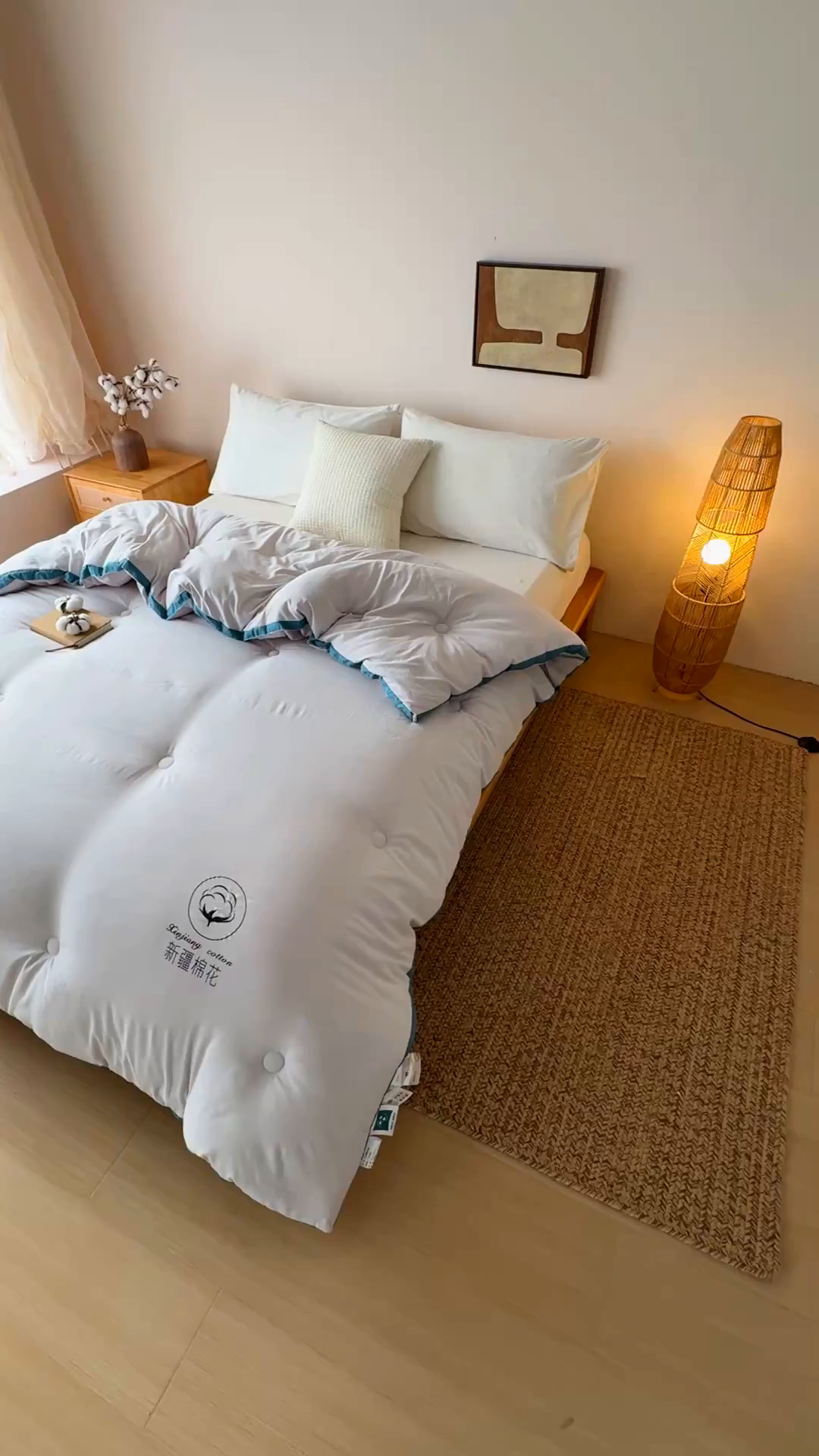 91家纺网 家纺一手货源 找家纺 圣梦莱羽绒家纺 2026新款A类棉花被夏被水洗棉春秋被7A抗菌被芯 灰