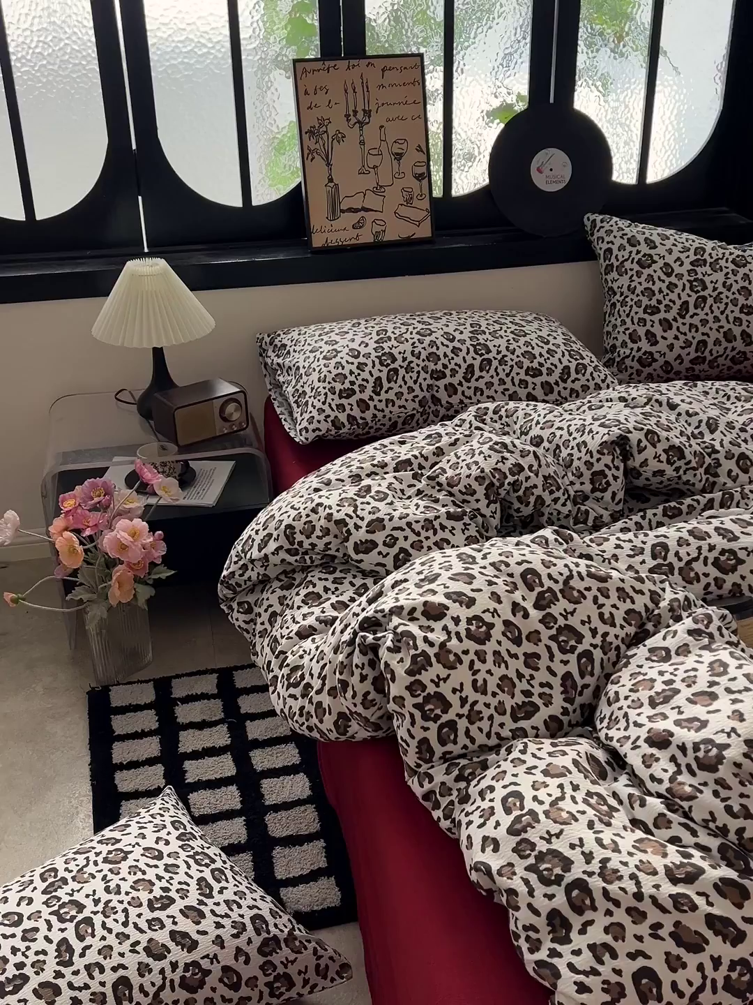 91家纺网 家纺一手货源 找家纺 花伞家居 2026新款中古风双层纱简约格纹系列（提供买家秀） 卡其豹纹