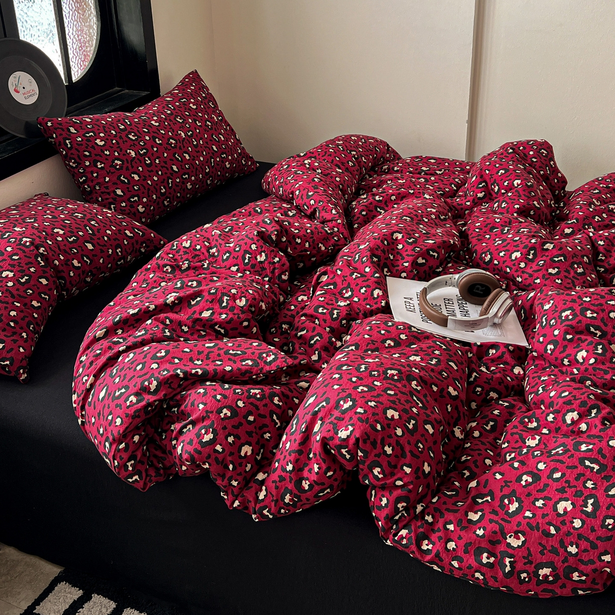 91家纺网 家纺一手货源 找家纺 花伞家居 2026新款中古风双层纱简约格纹系列（提供买家秀） 热情豹纹