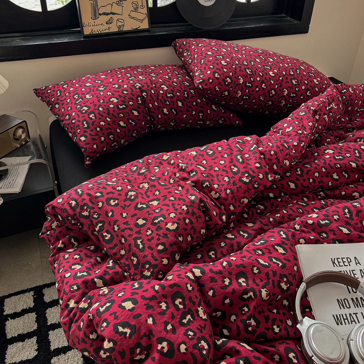 91家纺网 家纺一手货源 找家纺 花伞家居 2026新款中古风双层纱简约格纹系列（提供买家秀） 热情豹纹