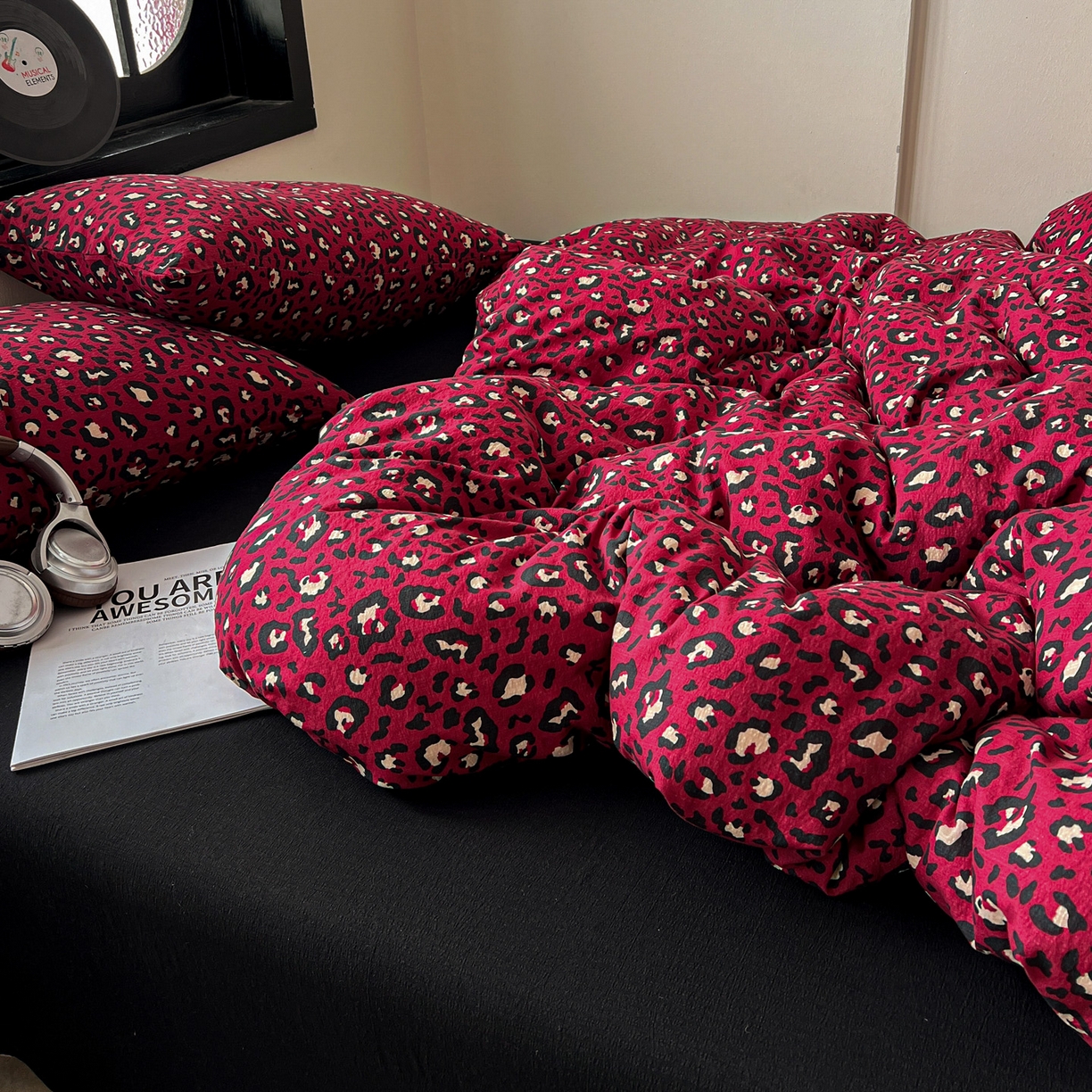 91家纺网 家纺一手货源 找家纺 花伞家居 2026新款中古风双层纱简约格纹系列（提供买家秀） 热情豹纹