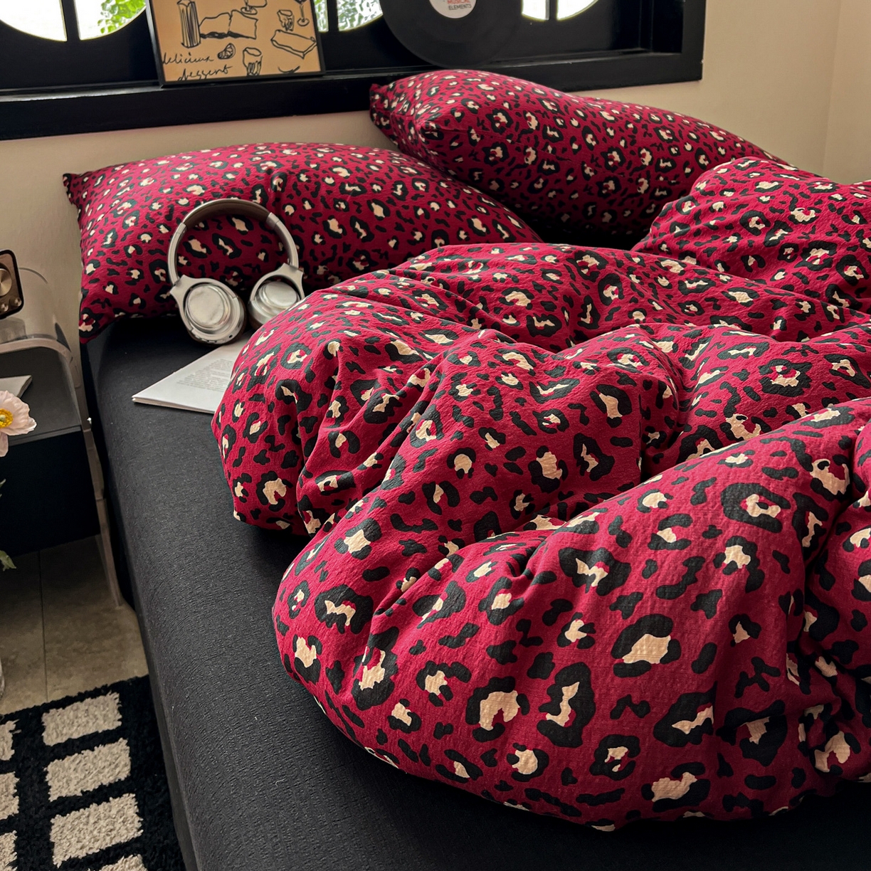 91家纺网 家纺一手货源 找家纺 花伞家居 2026新款中古风双层纱简约格纹系列（提供买家秀） 热情豹纹