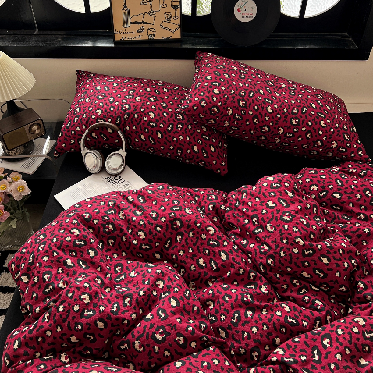 91家纺网 家纺一手货源 找家纺 花伞家居 2026新款中古风双层纱简约格纹系列（提供买家秀） 热情豹纹