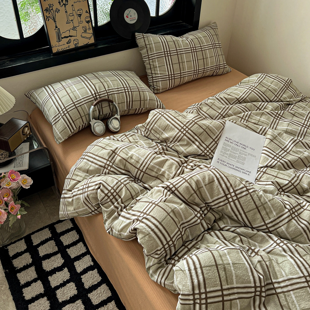 91家纺网 家纺一手货源 找家纺 花伞家居 2026新款中古风双层纱简约格纹系列（提供买家秀） 英伦格纹