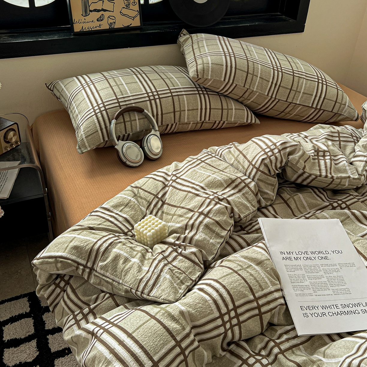 91家纺网 家纺一手货源 找家纺 花伞家居 2026新款中古风双层纱简约格纹系列（提供买家秀） 英伦格纹