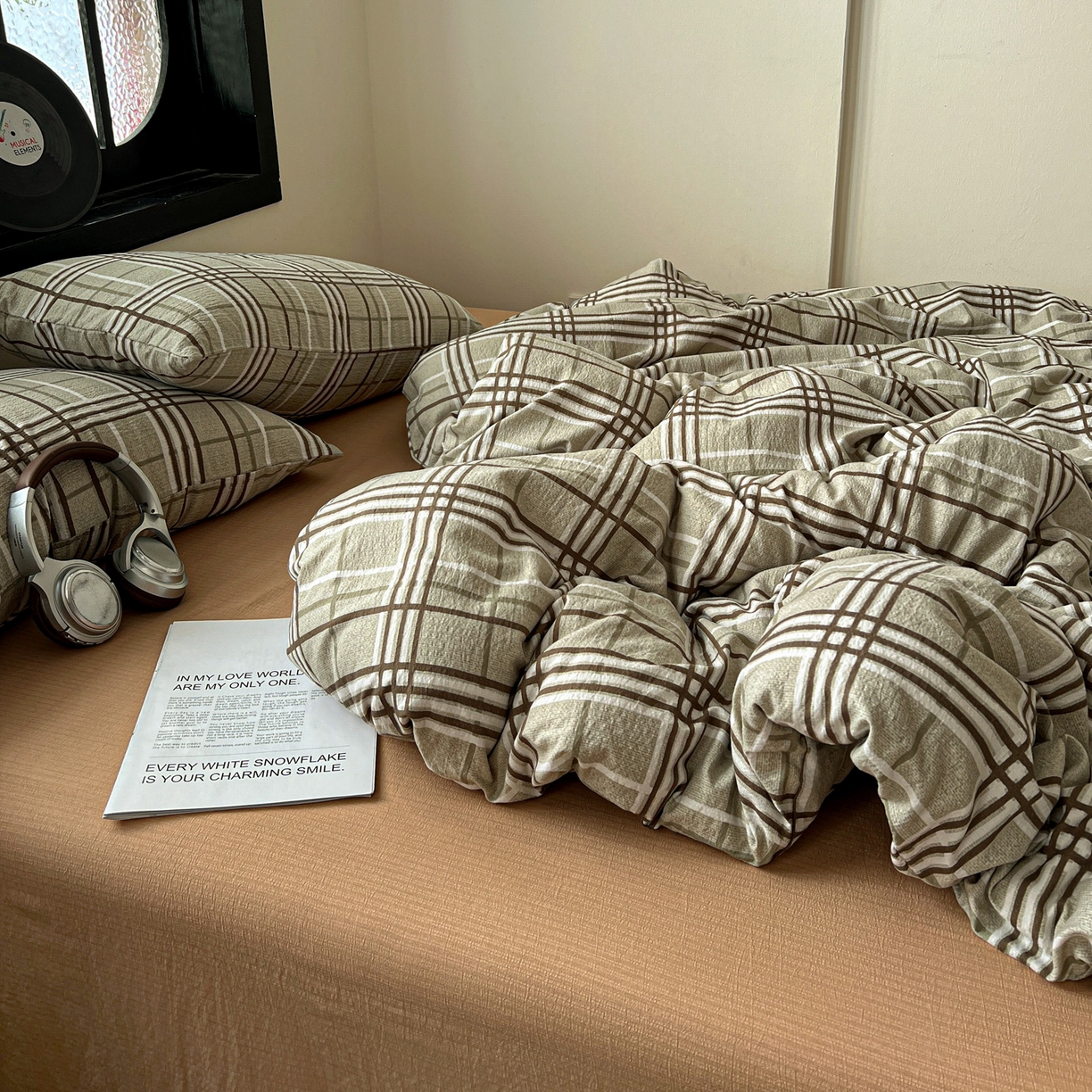 91家纺网 家纺一手货源 找家纺 花伞家居 2026新款中古风双层纱简约格纹系列（提供买家秀） 英伦格纹