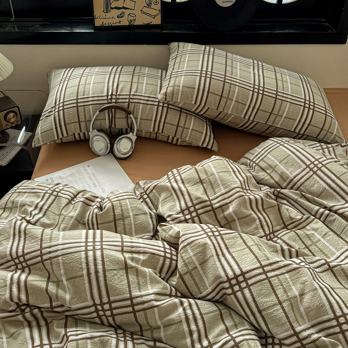 91家纺网 家纺一手货源 找家纺 花伞家居 2026新款中古风双层纱简约格纹系列（提供买家秀） 英伦格纹