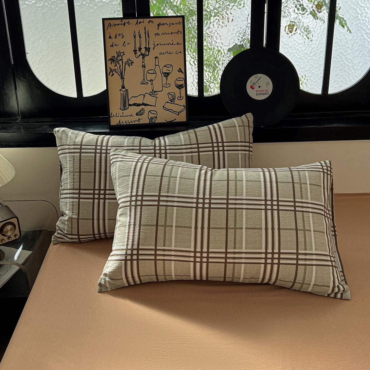 91家纺网 家纺一手货源 找家纺 花伞家居 2026新款中古风双层纱简约格纹系列（提供买家秀） 英伦格纹