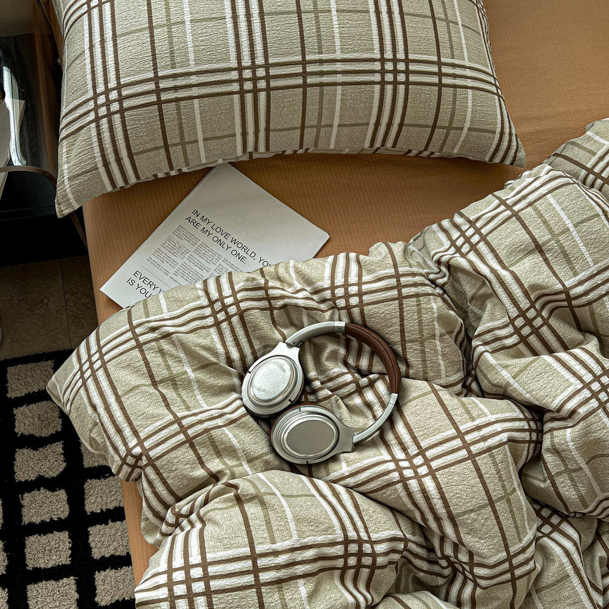 91家纺网 家纺一手货源 找家纺 花伞家居 2026新款中古风双层纱简约格纹系列（提供买家秀） 英伦格纹