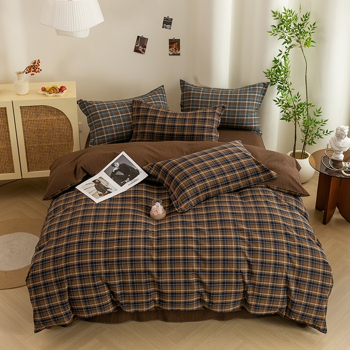 91家纺网 家纺一手货源 找家纺 （总）喜四方 2026新款全棉色织水洗棉四件套