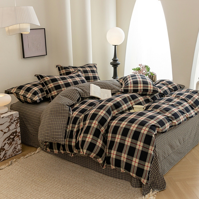 91家纺网 家纺一手货源 找家纺 （总）喜四方 2026新款全棉色织水洗棉四件套