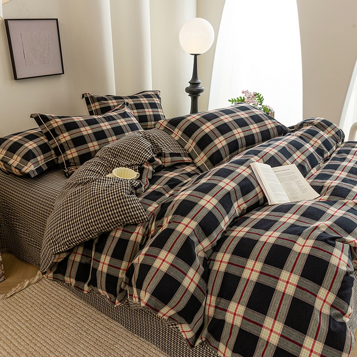 91家纺网 家纺一手货源 找家纺 （总）喜四方 2026新款全棉色织水洗棉四件套