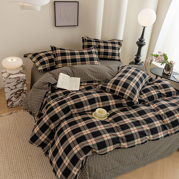 91家纺网 家纺一手货源 找家纺 （总）喜四方 2026新款全棉色织水洗棉四件套