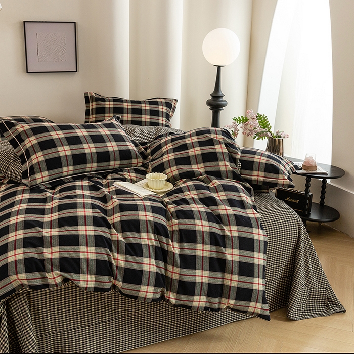 91家纺网 家纺一手货源 找家纺 （总）喜四方 2026新款全棉色织水洗棉四件套