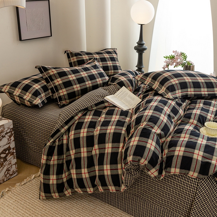 91家纺网 家纺一手货源 找家纺 （总）喜四方 2026新款全棉色织水洗棉四件套