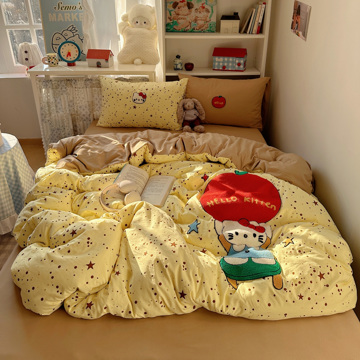 91家纺网 家纺一手货源 找家纺 初念 2026新款2026超软糯可爱系毛巾绣四件套系列提供买家秀 apple猫