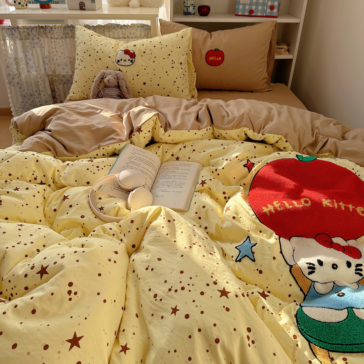 91家纺网 家纺一手货源 找家纺 初念 2026新款2026超软糯可爱系毛巾绣四件套系列提供买家秀 apple猫