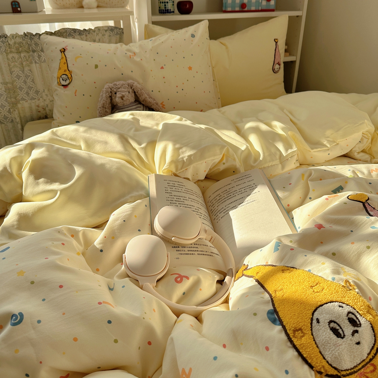 91家纺网 家纺一手货源 找家纺 初念 2026新款2026超软糯可爱系毛巾绣四件套系列提供买家秀 欢喜朋友拉