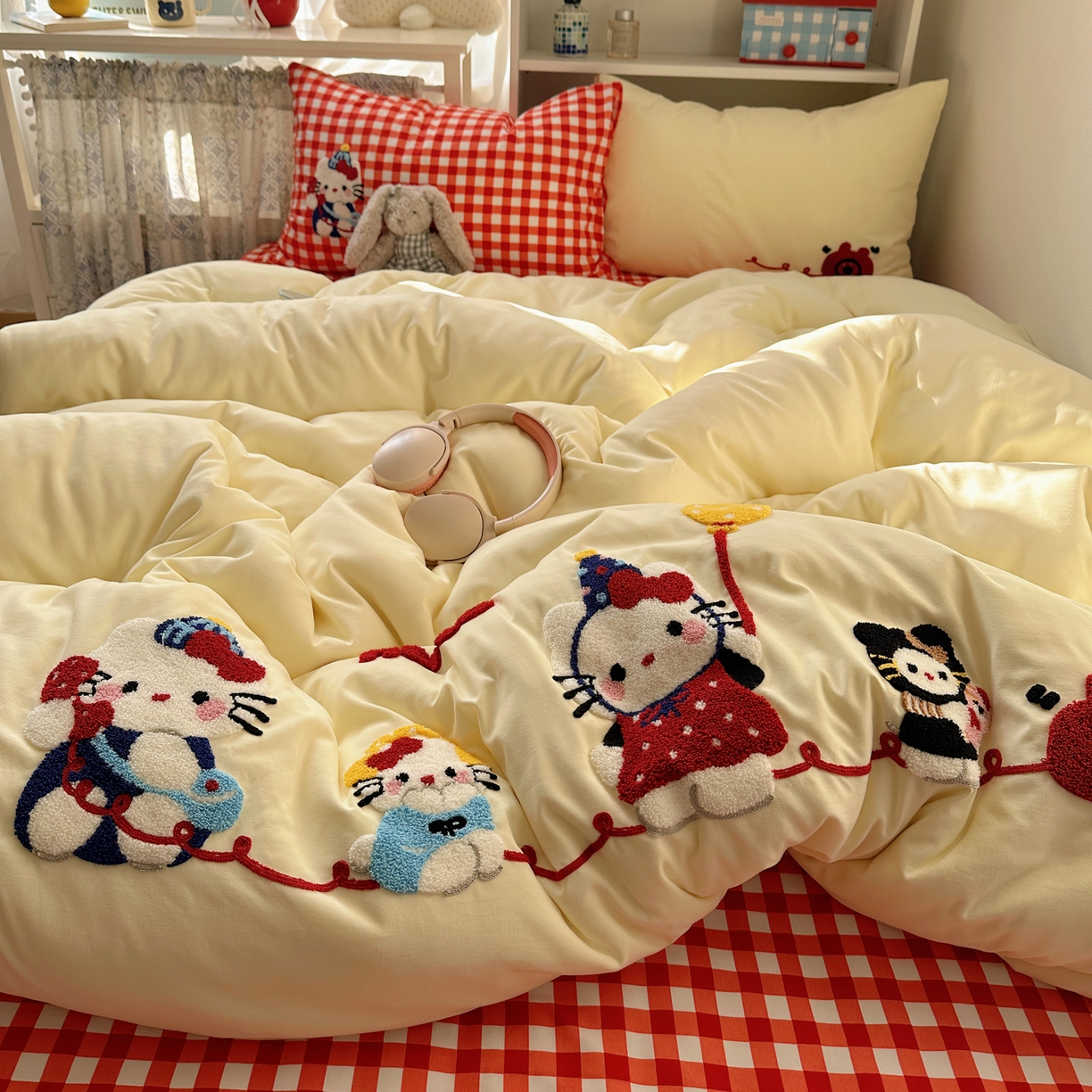 91家纺网 家纺一手货源 找家纺 初念 2026新款2026超软糯可爱系毛巾绣四件套系列提供买家秀 猫咪奈斯