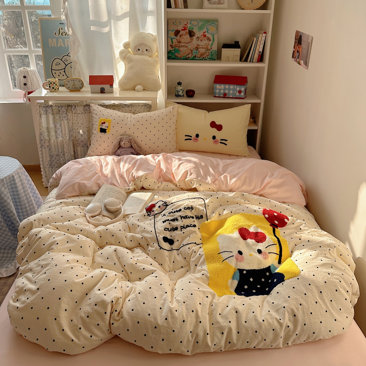 91家纺网 家纺一手货源 找家纺 初念 2026新款2026超软糯可爱系毛巾绣四件套系列提供买家秀 猫咪气球