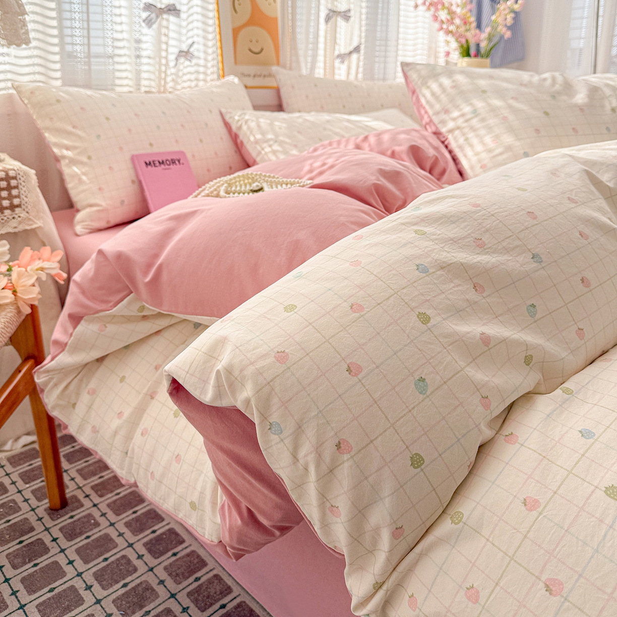 91家纺网 家纺一手货源 找家纺 （总）名品家纺 2026新款古法水洗仿棉云感纱四件套 提供买家秀