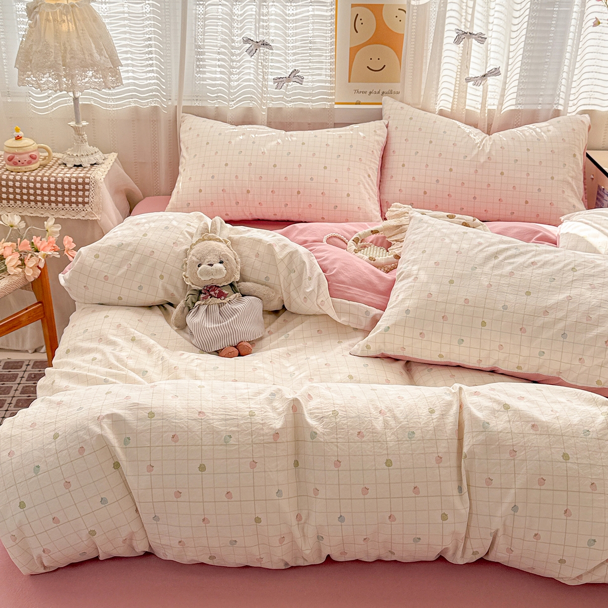 91家纺网 家纺一手货源 找家纺 （总）名品家纺 2026新款古法水洗仿棉云感纱四件套 提供买家秀