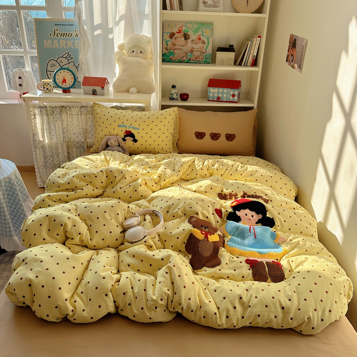 91家纺网 家纺一手货源 找家纺 初念 2026新款2026超软糯可爱系毛巾绣四件套系列提供买家秀 萌妹与熊