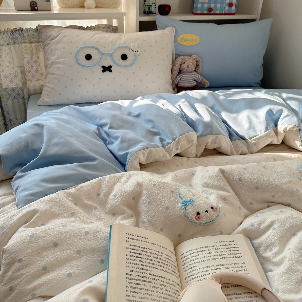 91家纺网 家纺一手货源 找家纺 初念 2026新款2026超软糯可爱系毛巾绣四件套系列提供买家秀 米菲集合