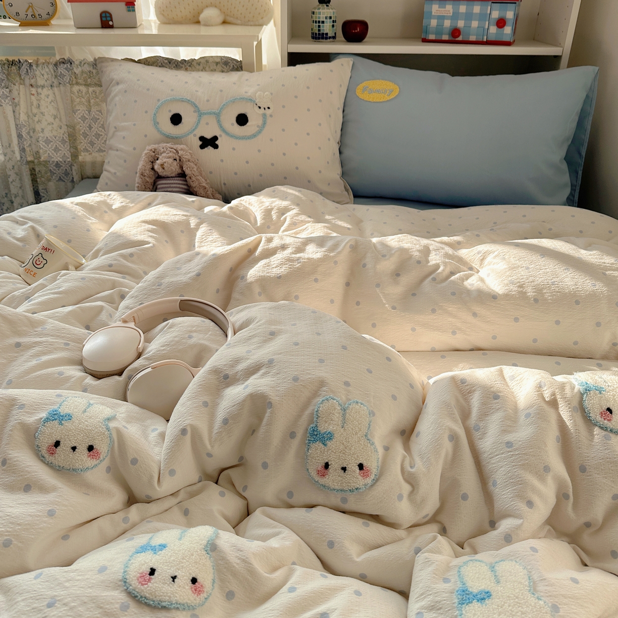 91家纺网 家纺一手货源 找家纺 初念 2026新款2026超软糯可爱系毛巾绣四件套系列提供买家秀 米菲集合