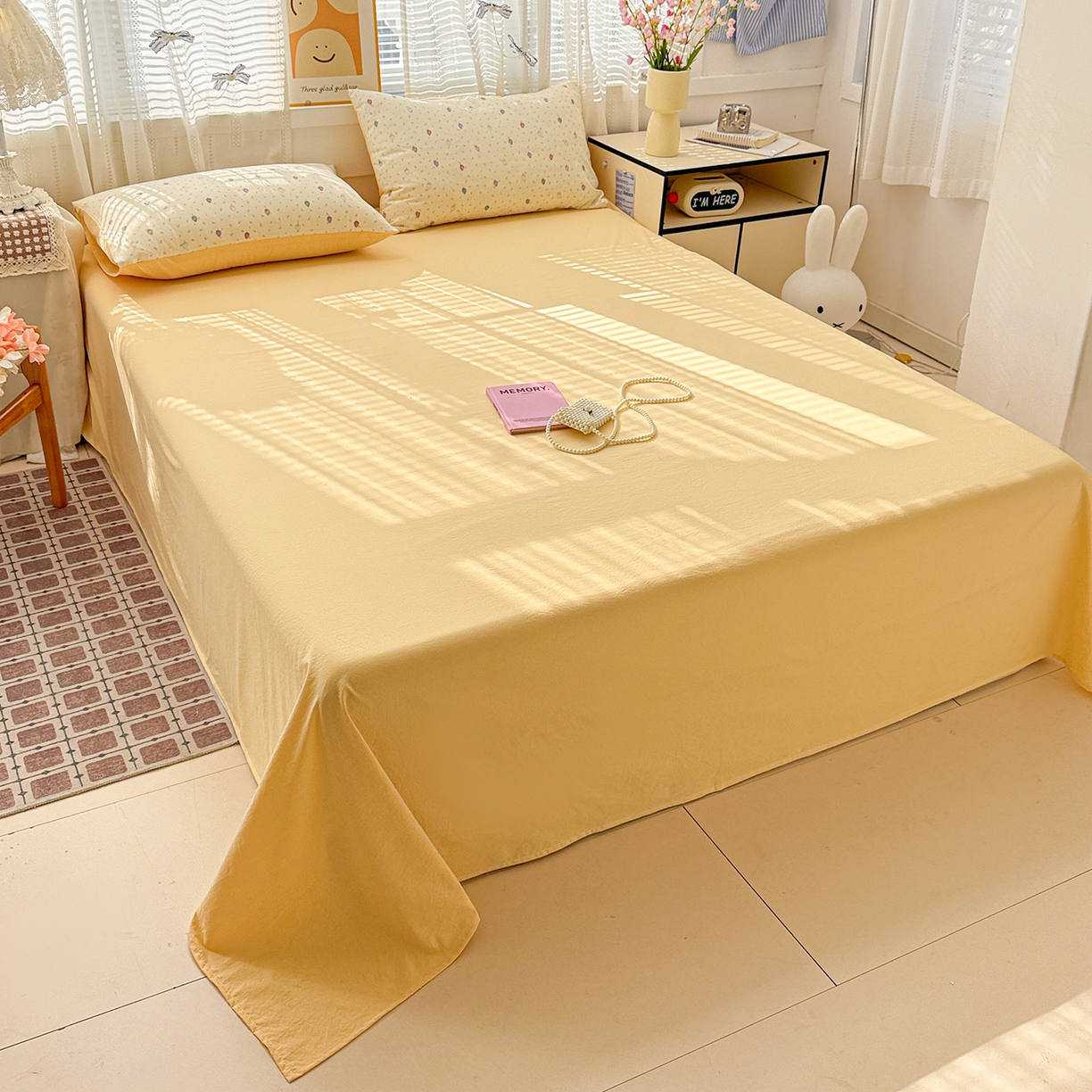 91家纺网 家纺一手货源 找家纺 名品家纺 2026新款古法水洗仿棉云感纱四件套 提供买家秀 彩色草莓